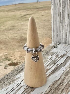 Judith Ripka Heart Charm Ring 925 CZ Size 6 Sterling Silver